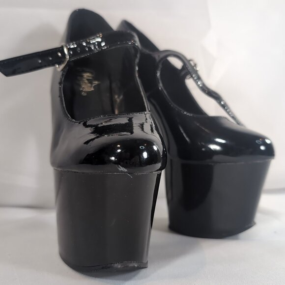 2 Pair Pleaser Heels 6 Delight 662 Corset Black Patent Mary Jane Dance Pole 6" - Picture 13 of 16